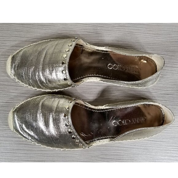 Jimmy Choo Dreya Studded d'Orsay Espadrille Flat, Gold, Womens Size 6.5 / 36.5 - Picture 8 of 11